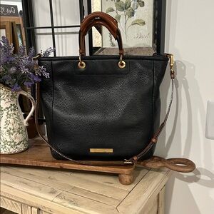 Marc By Marc Jacobs Black Leather Shoulder Bag with Brown Handles